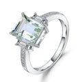 Abiding Jewelry Simple Green Amethyst Wedding Band Ring Woman 925 Silver Engagement Prasiolite Rings