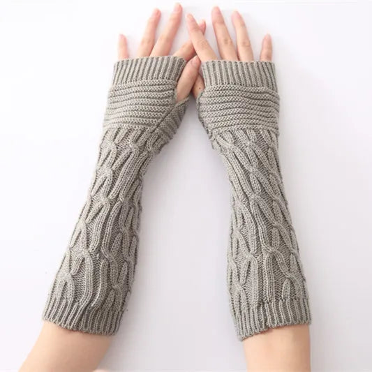 New Women's Autumn Fashion Knitted Ankle Long Arm Warmer Wool Fingerless Glove Half Sleeves