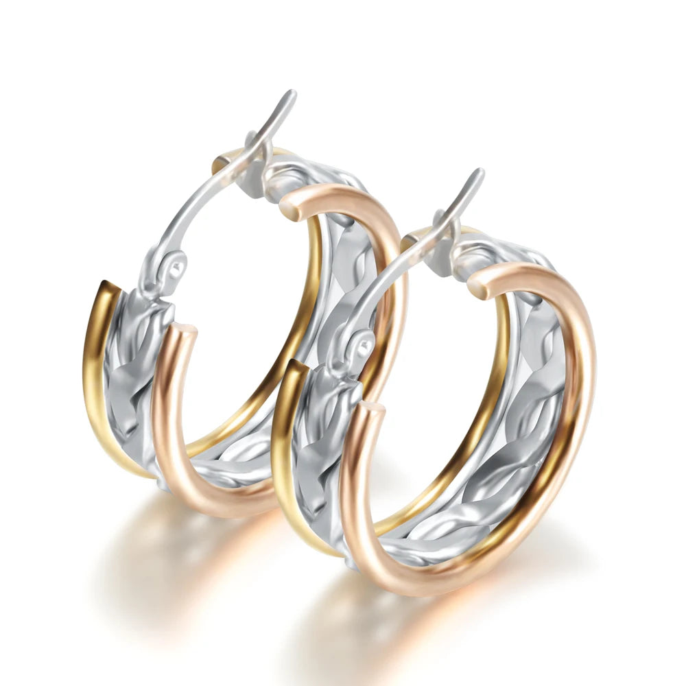 Stainless Steel Jewelry Gold and Silver Women's Hoop Steel Earrings for Female