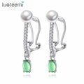 LUOTEEMI Earrings Fashion Female Jewelry Inlaid Colorful Zircon with Imitation Pearl Trendy Earrings for Women
