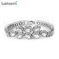 LUOTEEMI Flower Fashion Bridal Jewelry Platinum Plated a AA Cubic Zirconia Diamond Bracelet Luxury