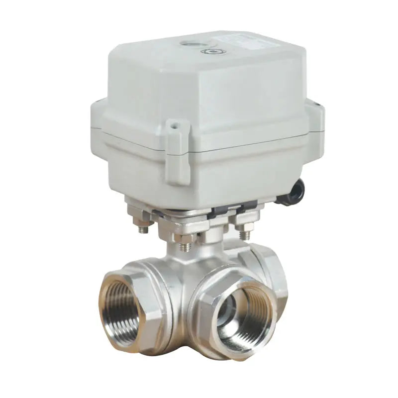 A150-T25-S3-B 3 Way 1 Inch DN25 L T Type Motorized Valve with Manual Override