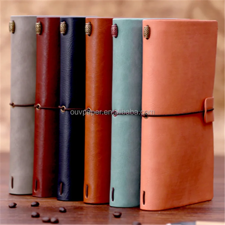 Vintage Elastic Band Travel Diary A6 Genuine Leather Journal Notebook