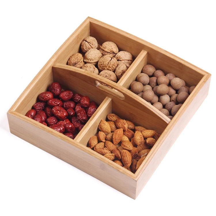 Creative Eco-Friendly Bamboo Multifunctional 4 Compartment Food Portable Storage Box