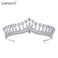 LUOTEEMI Luxury Water Drop Cubic Zirconia Flower Wedding Crown Yiwu Factory Directly Sale