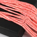 CB8052 Coral Gemstone Column Tube Beadsbamboo Coral Cylinder Tube Beads