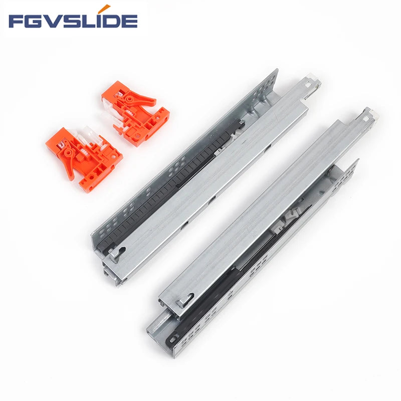 3 fold drawers Kitchen channel rails push to open hidden telescopic soft close under mount concealed drawer slide