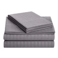 Wholesale Winkle Free Queen Super king 4 Pieces Bed Sheets Super Soft Brushed Microfiber Stripe Bed Sheet Set