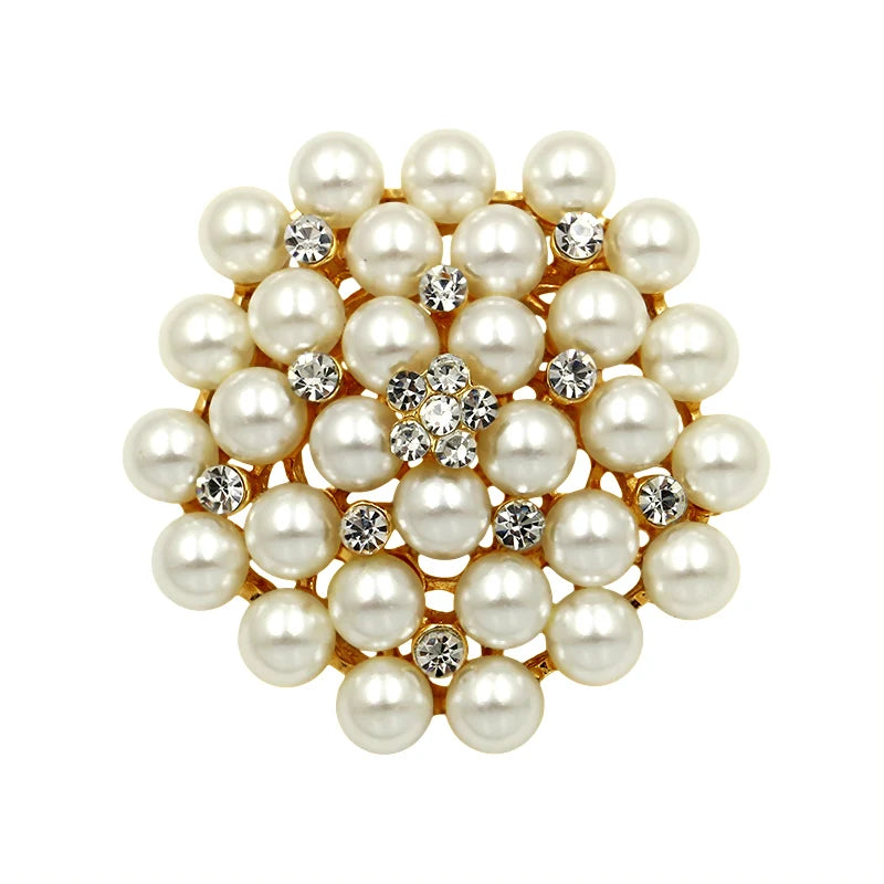 Weiman Factory Direct Wholesale Wedding Bouquets Imitation Pearl Flower Brooches Silver Gold Plated for Party Gift Alloy