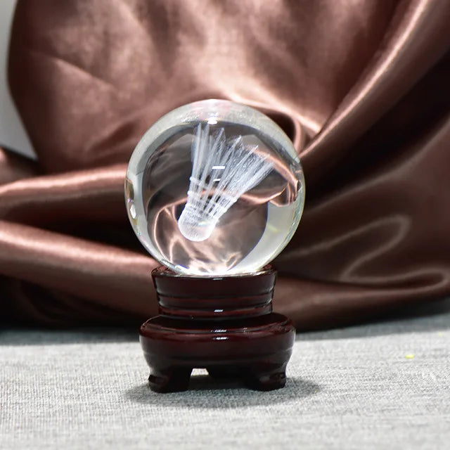 Wholesale Crystal Glass Ball 3d Laser Crystal Solid Ball Photography Home Decoration Glass Spheres With Wooden Base