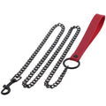 PU Leather Handle Pet Traction Rope Dark Black Metal Chain Traction BeltSex Toys for Couple Fashion Chain Necklace