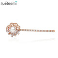 Luoteemi Luxury Artificial Platinum Plated Gemstone Crystal CZ Diamond Hair Pins for Women Hair Accessories