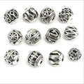 JS1341 Tibetan Antique Silver Metal Beads Wholesale Hollow Round Spacer Beads Elegant Jewelry Findings