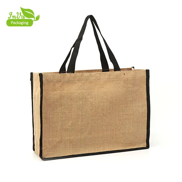 Handmade Eco-friendly Burlap Shopping Bag Waterproof Jute Tote and Sisal Bottle Bag for Sustainable Living