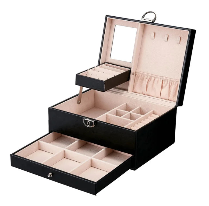 Wholesale Elegant Custom PU Leather Drawer Jewelry Box Organizer With Logo Ring Earring Necklace Bracelet Jewellery Gift Case