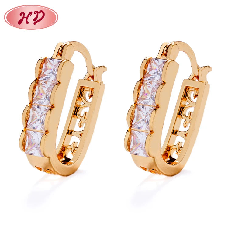 Muslim Jewelry Gold Micro Paved Zircon Ladies Stone Earring