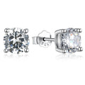 2SHE Custom 2-8mm Single Round Cz 925 Sterling Silver Cubic Zirconia Stud Earrings