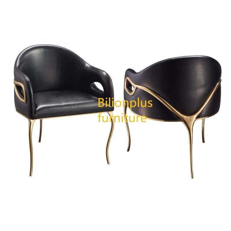 Chandra Modern Design Dining Chair with Polished Gold Brass Finish Stylish Accent Steel PC Metal for Home Bar for Hotels Villas