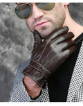 Fashion Windproof Winter Touch Screen Men Motorcycle Sheepskin Leather Gloves