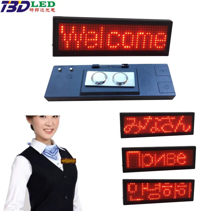 Rechargeable LED Display Board Multilingual Scrolling Feature for Indoor Use-for Sign/Name Badge/Message Tag Digital Poster OEM