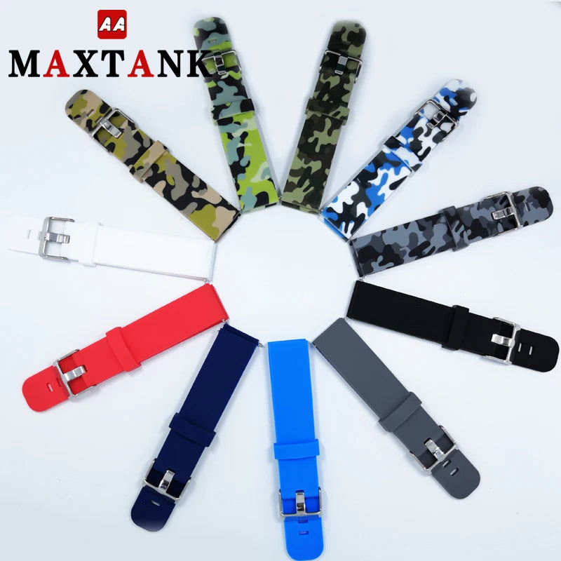 Multi-Color Camouflage Quick Release Silicone Rubber Wrist Watch Band Strap with Pin Buckle