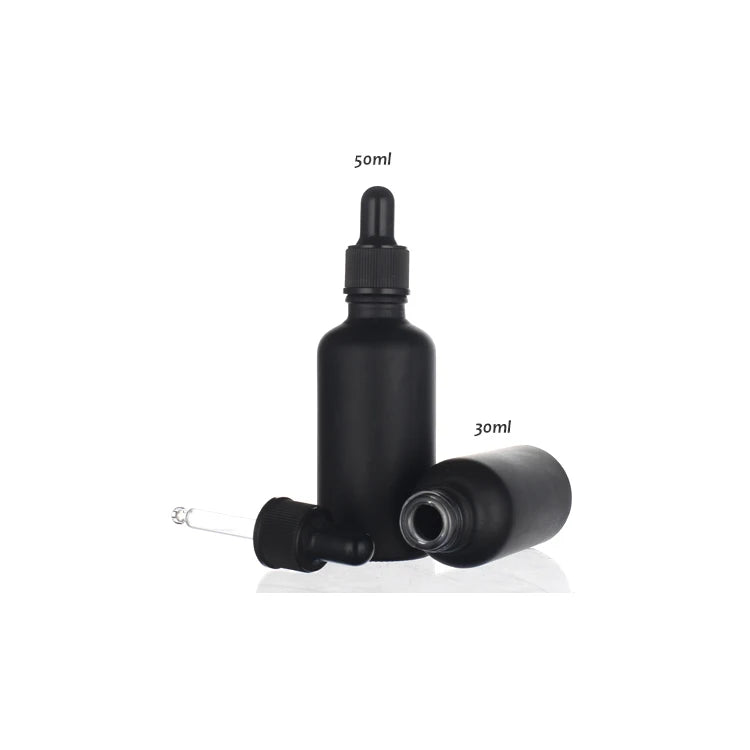 1pcs MOQ Essential Oil Black Frosted Glass Dropper Bottle 30ml