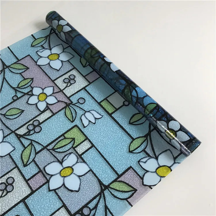M003 0.35mm 3D Embossing Anti-UV Frosted Film Stained Glass Printing Adhesive Sticker Smart Window Film