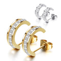 Luxury Earrings CZ Shinny Waterproof Earrings Women's Nice Crystal Zircon Inlaid Stainless Steel Ear Stud Earrings for Women