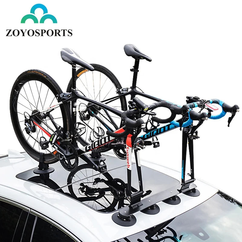 Custom Logo Aluminum Car Roof Bicycle Rack with Cycling Storage Bag Bike Carrier Suction Cup Rack for 3 Bikes