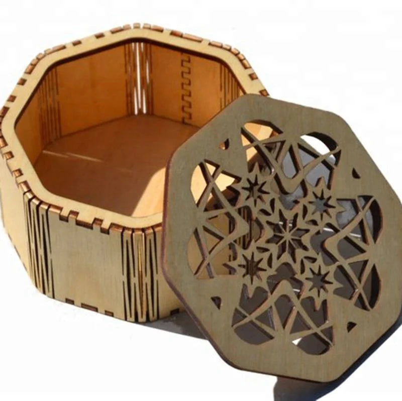 Laser Cut Octagonal Star Box Wood Box Gift Box