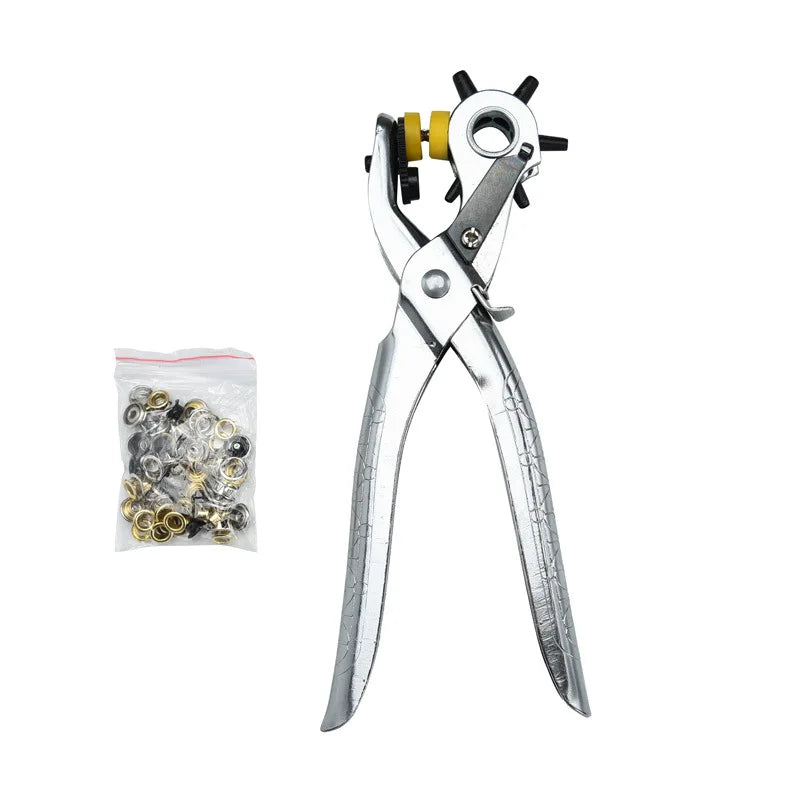 Set of 3pcs Punch Pliers Pore Opening Forceps Multi-function Stainless Steel Strong Crimping Drill Pinchers Puncher Eyelet Plier