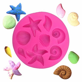 HY Silicone Sea Shell Star Fish Cupcake Topper Mold Fondant Chocolate DIY Cake Decoration Tools