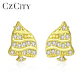 CZCITY Hot Selling New Arrival 925 Sterling Silver Earrings Christmas Tree Shaped Stud Earrings