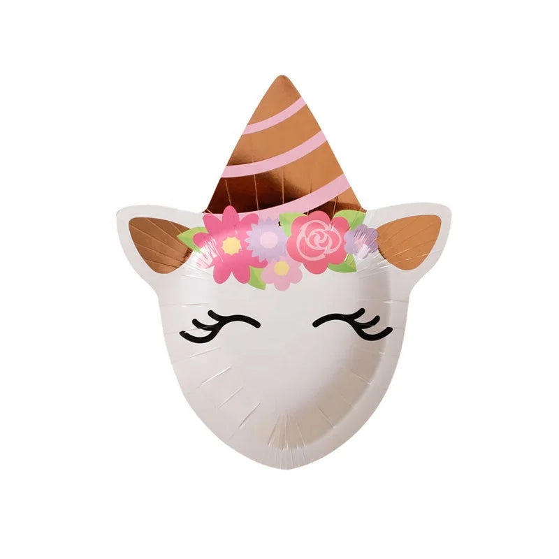 Classical Hot Sell  Disposable 250gsm  Cute Unicorn  Paper Party  Plates
