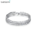 LUOTEEMI Vintage Marquise Cut Top Grade Cubic Zirconia CZ Crystal Leaf Tennis Allure Women Elegant Wedding Jewelry Bracelets