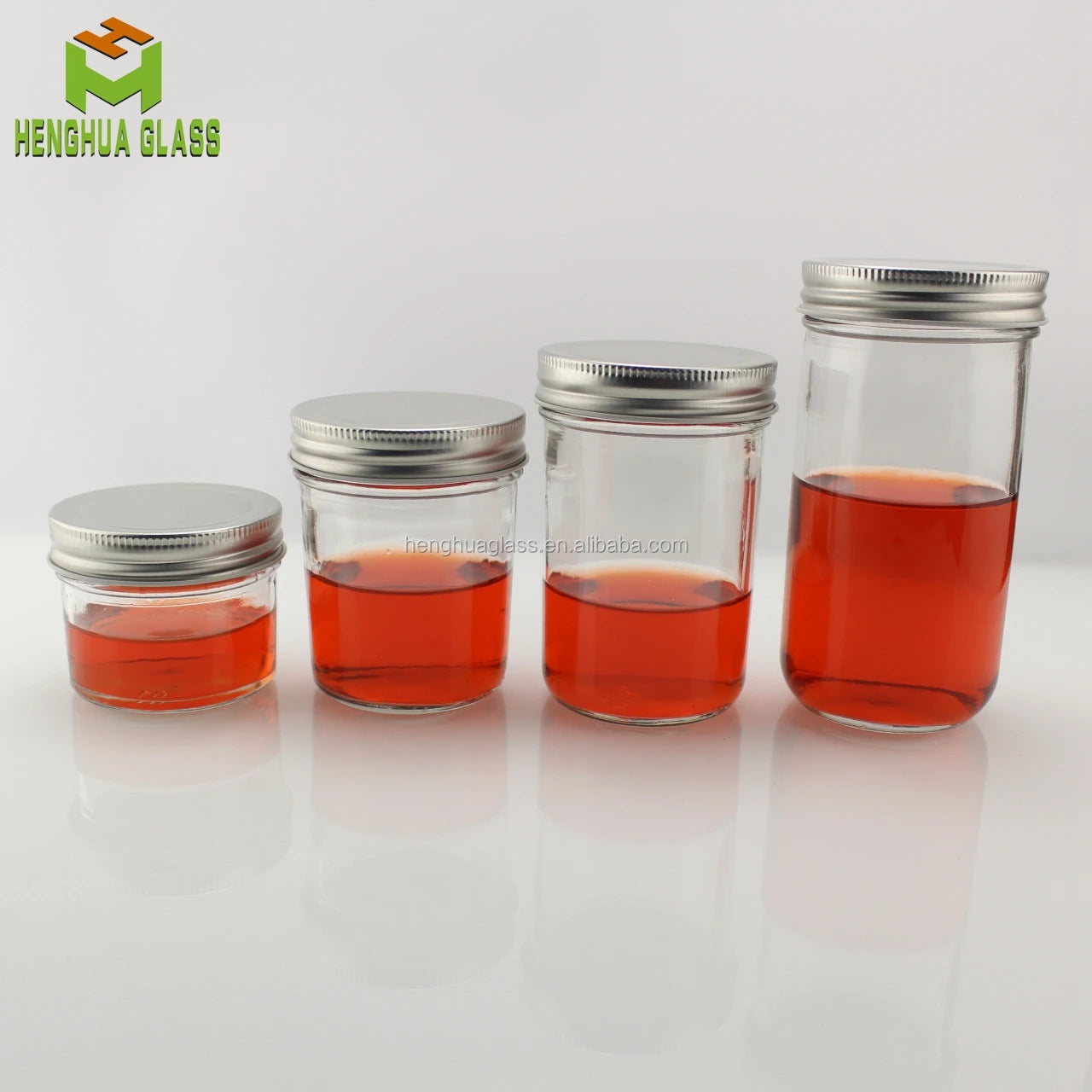 100ml 200ml 250ml 300ml Round Pickles Glass Mason Jar 3oz 7oz 8oz 10oz Wide Mouth Food Glass Jar Jam Jars with Metal Lid