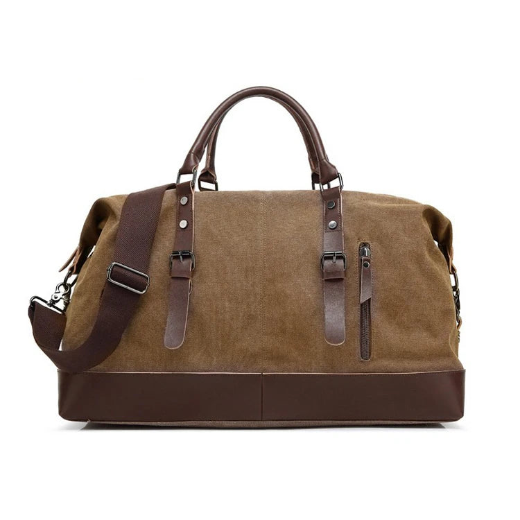 Wholesale Custom Men Waxed Canvas Waterproof Weekender Travel Duffel Bag Long Haul Large Capacity Luggage Canvas Travel Bag