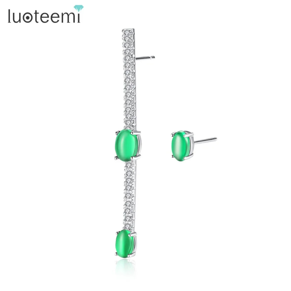 LUOTEEMI Wedding Romantic Fashion Design a AA+ Cubic Zirconia Women Stud Earrings for Party