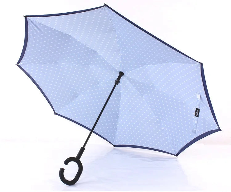 Inverted Reverse Upside Down Umbrellas with C-Shaped Handle Waterproof Anti-UV Rain Umbrella for Women and Men Umbrella