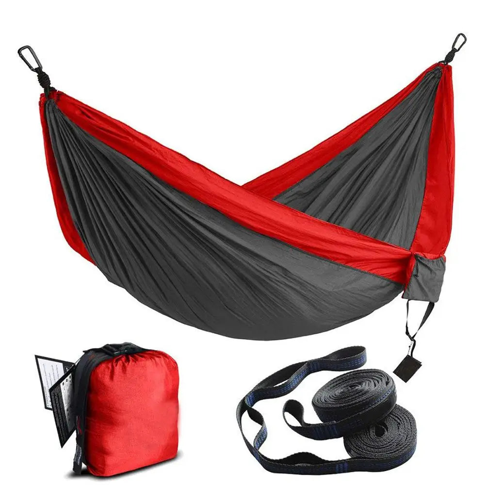 GSD Outdoor Nylon Camping Hammock Outdoor Double Person Travel Leisure Hammock Bed Ultralight Hammock Hanging Swing Chair Bed