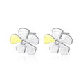 CZCITY Double Color Plating Korean Flower Earrings Minimalist for Women Cute Korean Jewelry