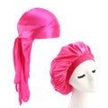 Wholesale 2pcs Set Du Rag Do Rag Sleep Cap Plain Solid Doo Rag Couple Suit Silky Durags and Bonnets TJM-05C301B