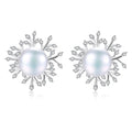 PAG&MAG 925 Silver Fresh Water Pearl Earrings Women CZ Flower Real  Pearl Earrings From China