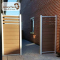 Foshan High Quality WPC Privacy Fence Aluminum Frame Double Sliding Gate UV Resistant Wood Plastic Panels Trellis for Garden