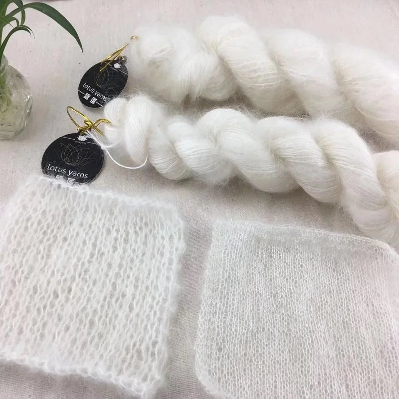 Lotus Yarn  Wholesale Price Kid Mohair Silk 500m/50g  Blended Natural Fiber Hand Knitting Yarn for Hand Dye