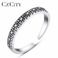 CZCITY Trendy 2021 925 Fashion Open Size Woman Wedding Sterling Chunky Silver Ring Adjustable