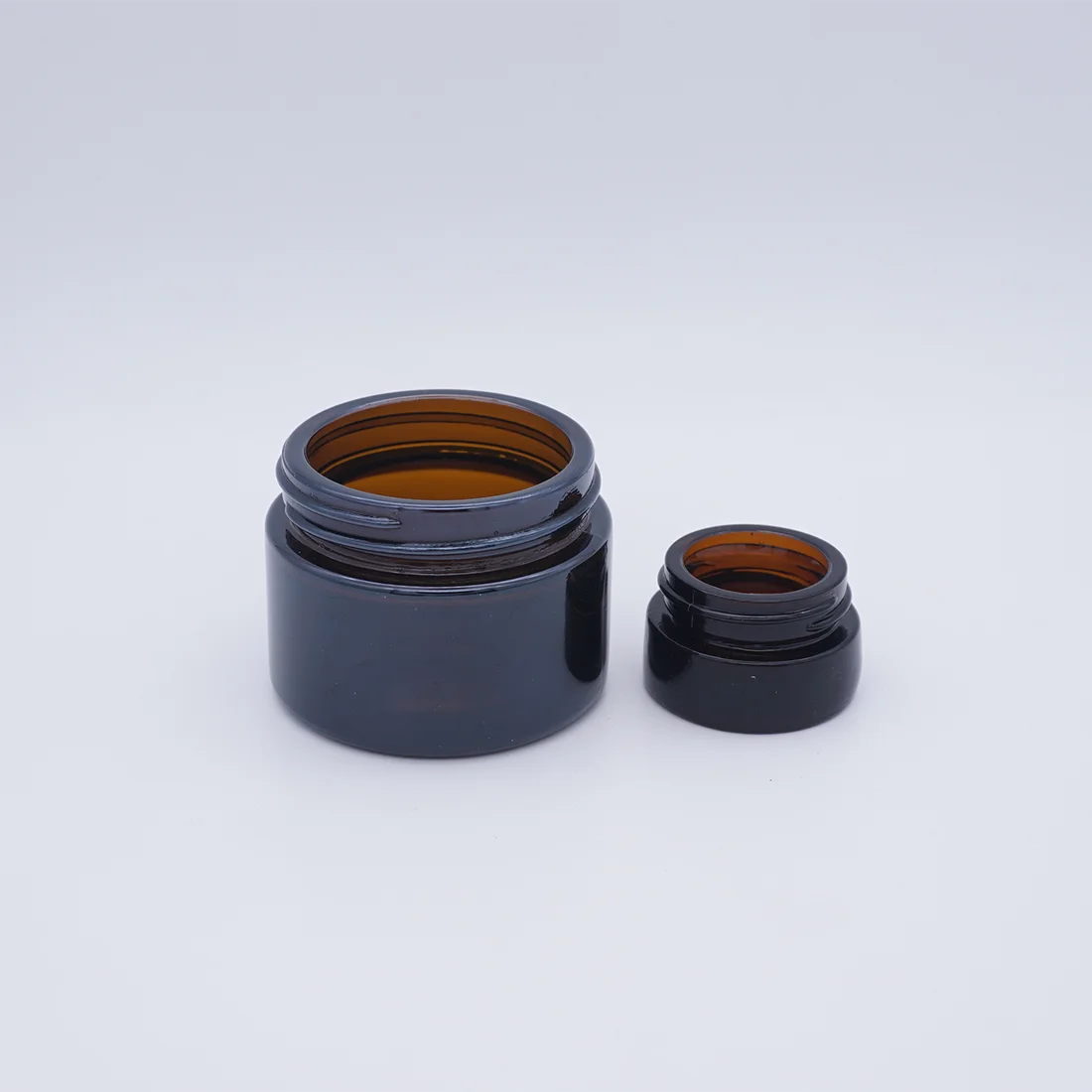 Amber Glass 1oz Cosmetic Cream Glass Jar with Black Plastic Lid for Face Cream