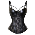 Corset Sexy Bustiers Lace Overbust Bustier Black Corset Push up Gothic Body Shaper Leather Corselet Zipper Plus Size
