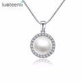 LUOTEEMI Elegant Cubic Zircon Silver Color Jewelry for Women Accessories Created Pearl Necklaces Pendants