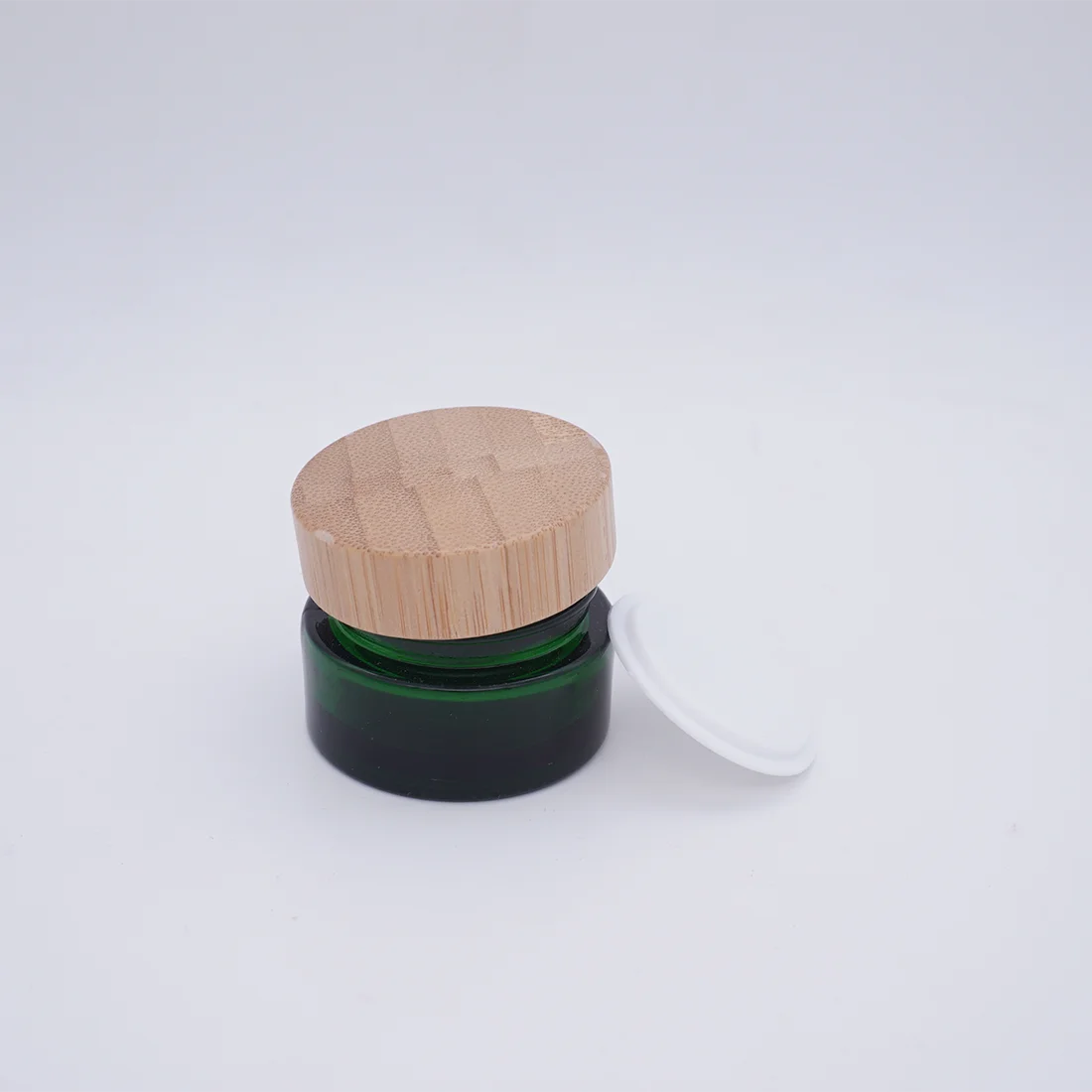 30g 50g 100g 30g Round Green Glass Cosmetic Jar with Wooden Screw Cap